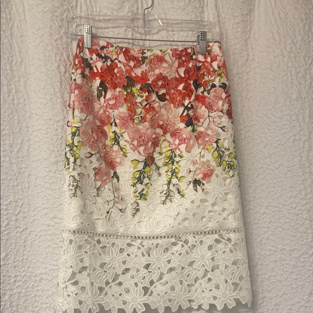 ANTONIO MELANI Cream Embellished Pencil Midi Skirt